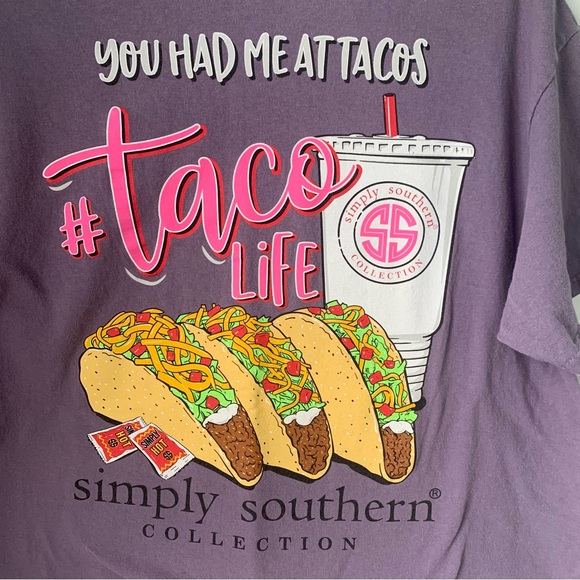 Simply Southern Tops - Simply Southern (Large) “Taco Life” Purple Short Sleeve T-Shirt
